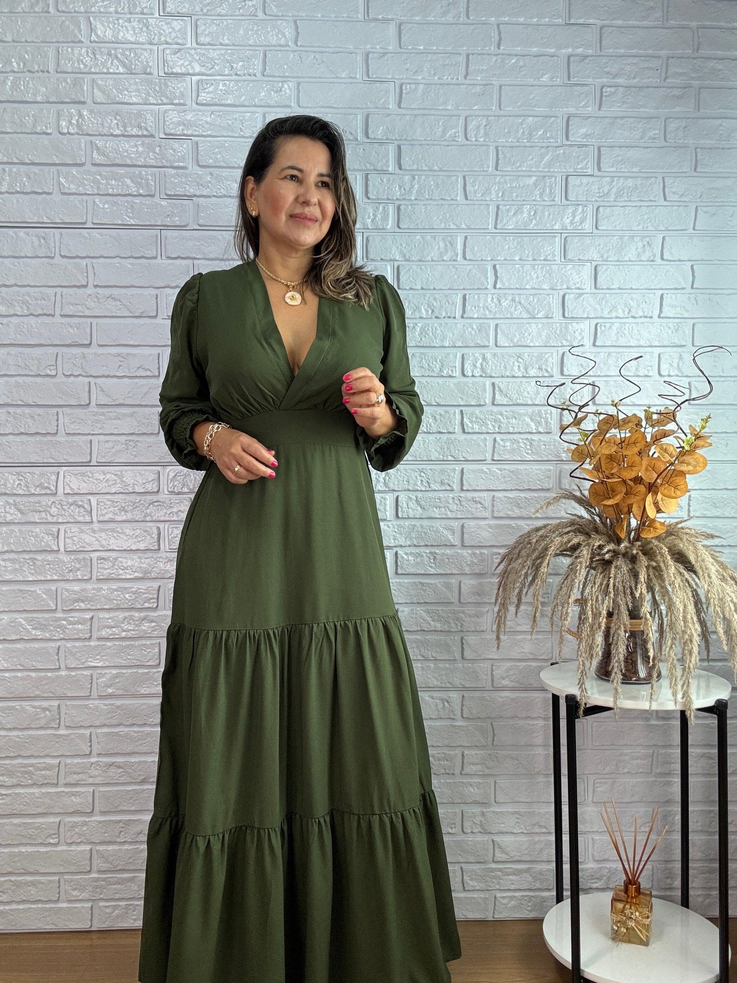 Vestido Flora | Verde Liso