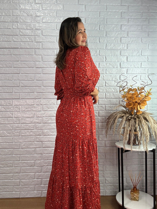 Vestido Flora Estampado | Terracota