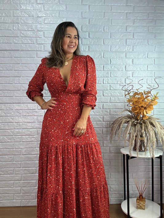 Vestido Flora Estampado | Terracota