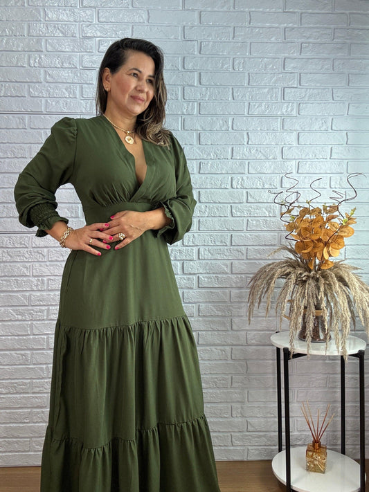 Vestido Flora | Verde Liso
